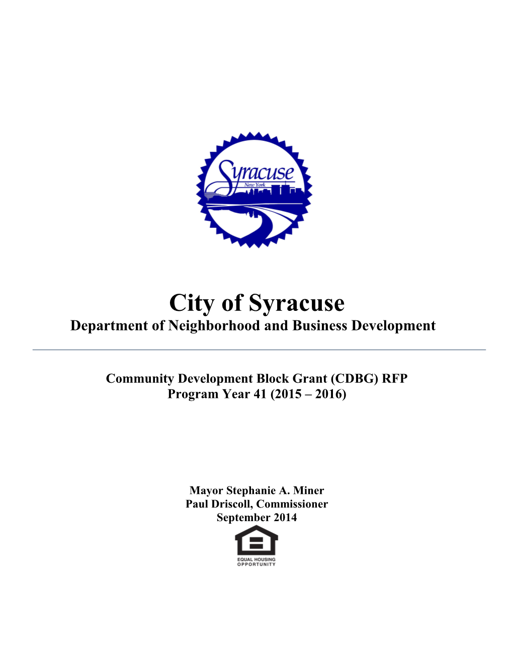 City of Syracuse 2014 2015 CDBG Funding RFP