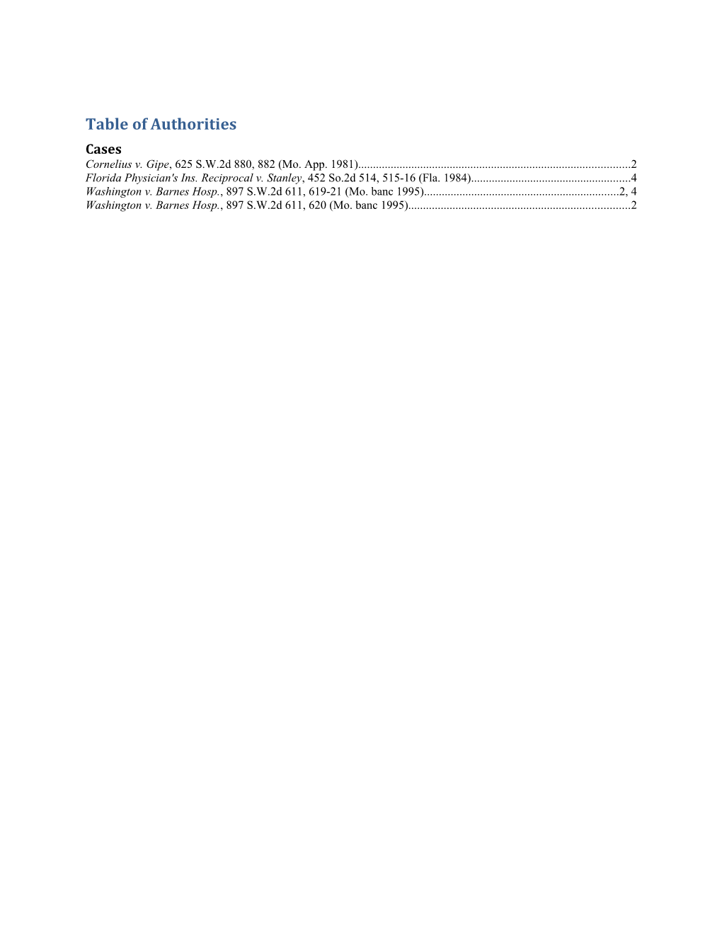 Table MJH1 of Authorities