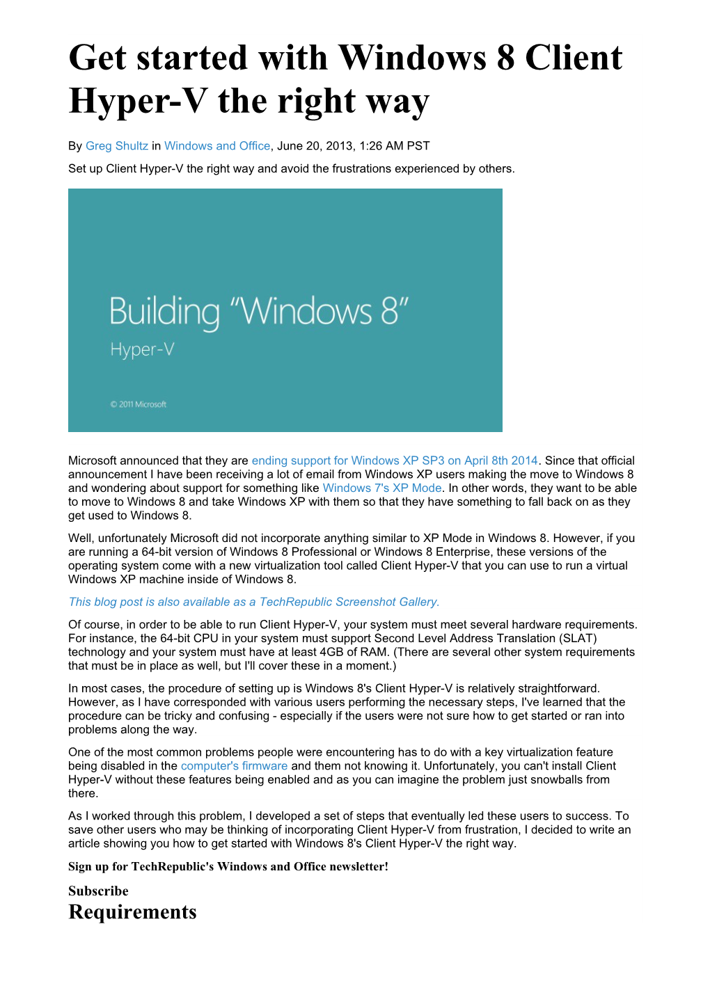 Getstarted with Windows 8 Client Hyper-V the Right Way