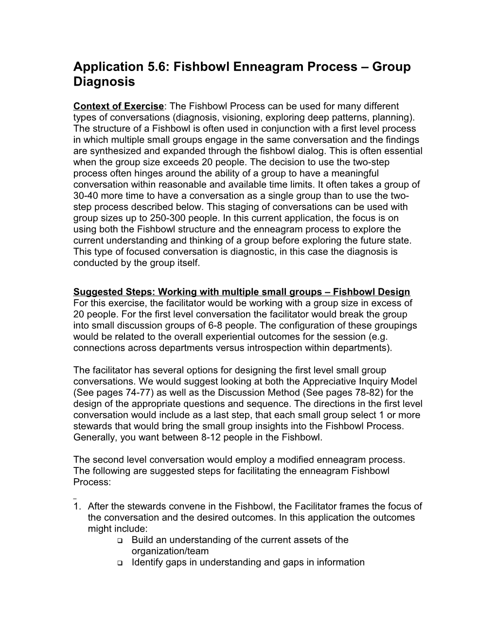 Application 5.6: Fishbowl Enneagram Process Group Diagnosis