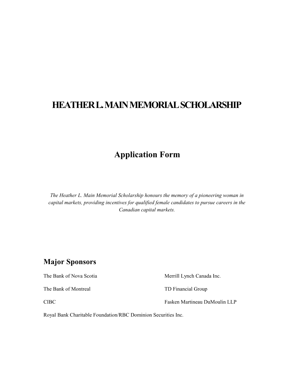 Heather L. Main Memorial Scholarship