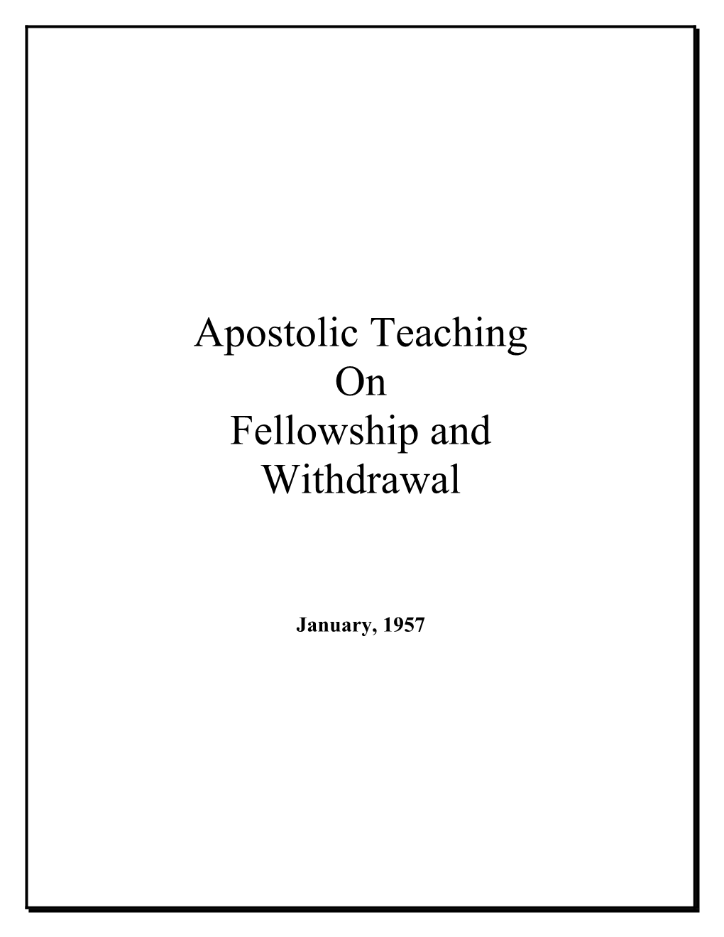 Apostolic Teaching