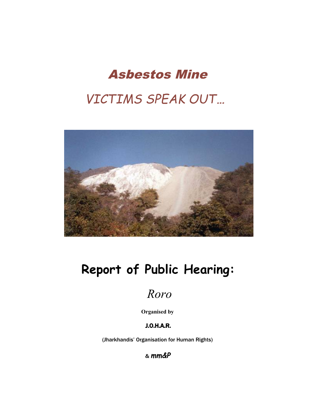 Report of Public Hearing