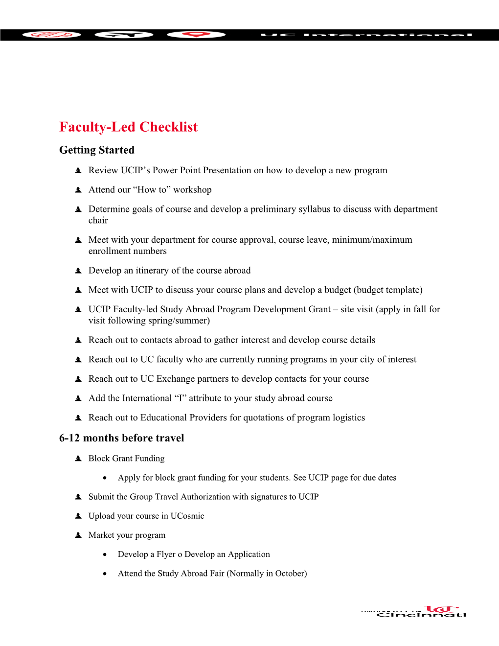Faculty-Led Checklist