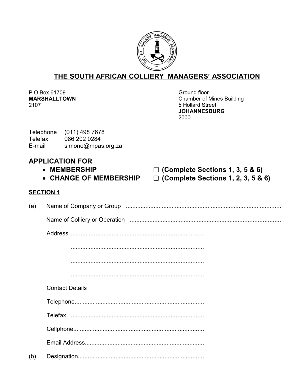 The South African Colliery Managers Association