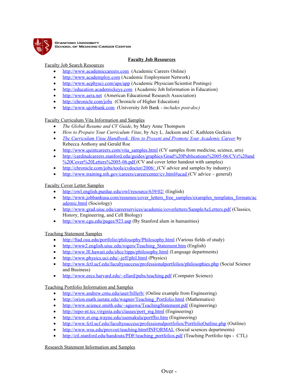 Faculty Job Resources