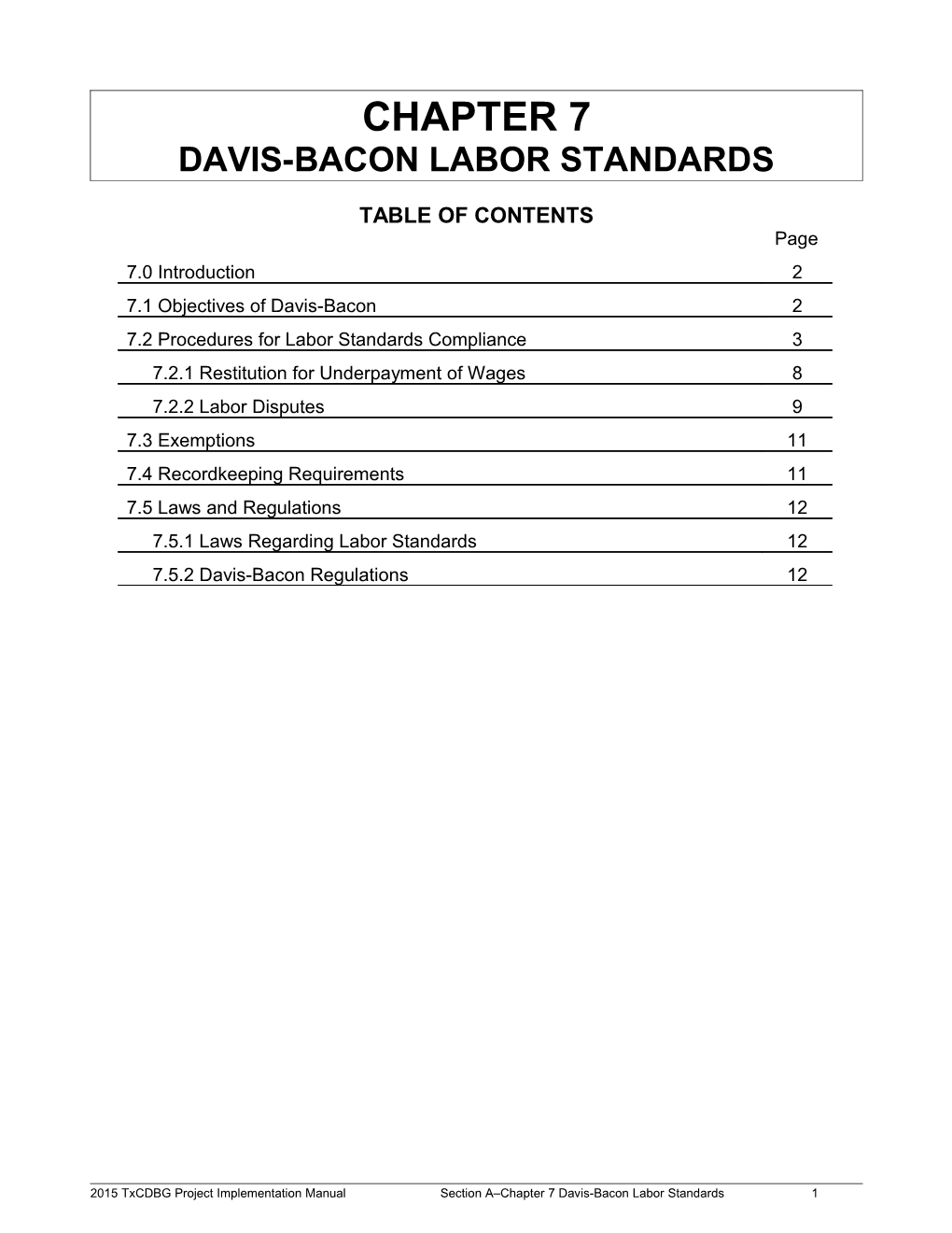 Davis-Bacon Labor Standards