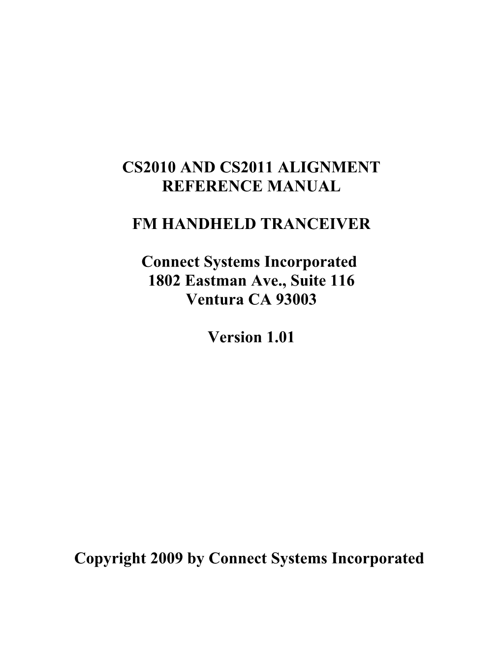 Cs1000 Alignment Reference Manual