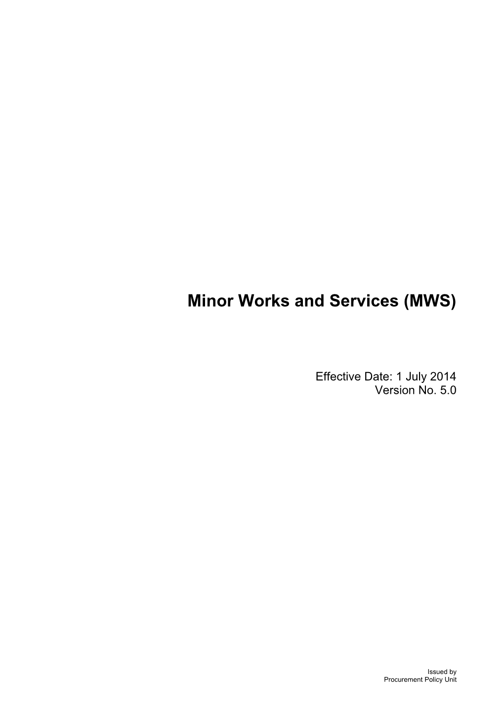 Conditions of Contract MWS - (V 5.0) (1 July 2014)