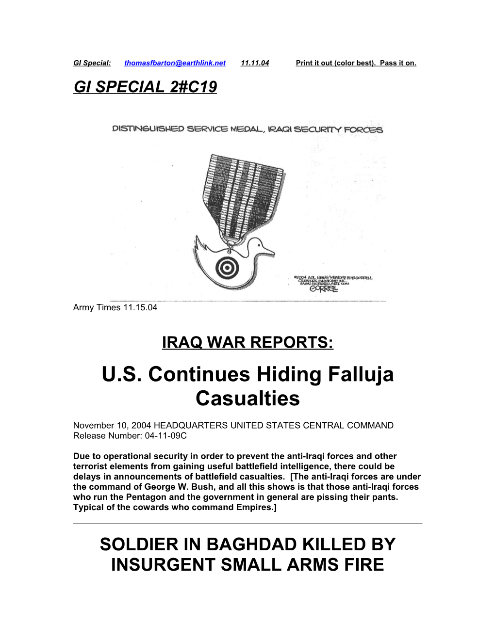 U.S. Continues Hiding Falluja Casualties