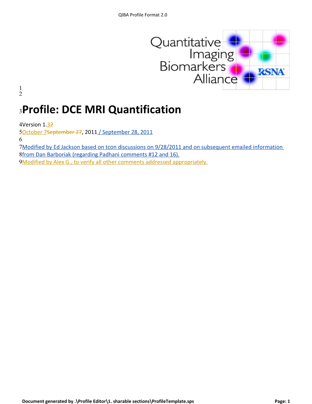 Profile: DCE MRI Quantification