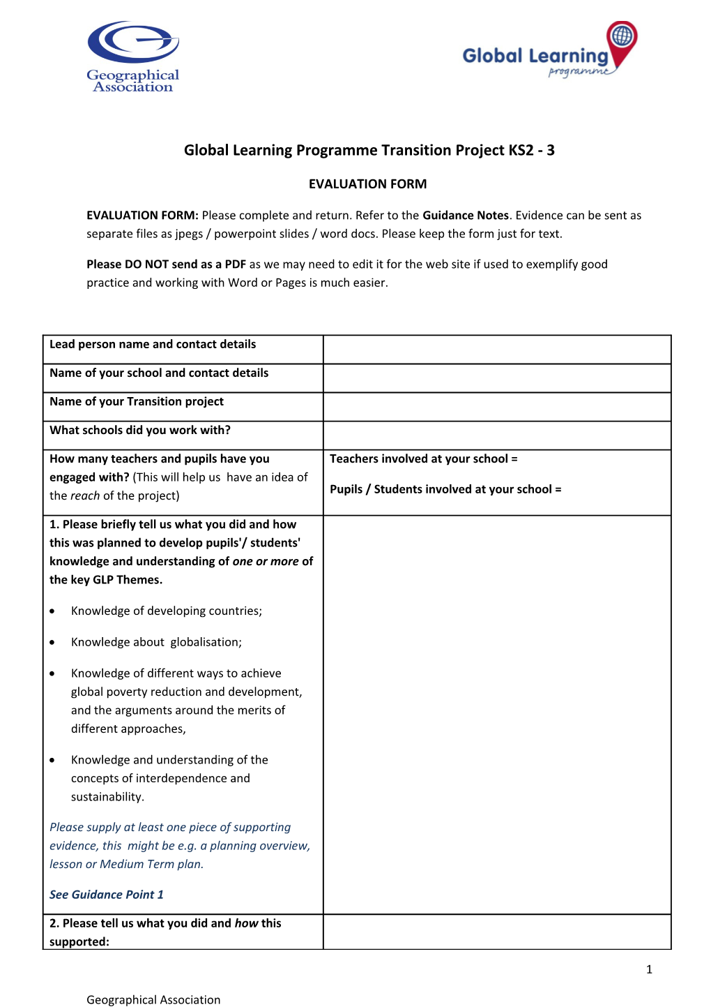 Global Learning Programme Transition Project KS2 - 3