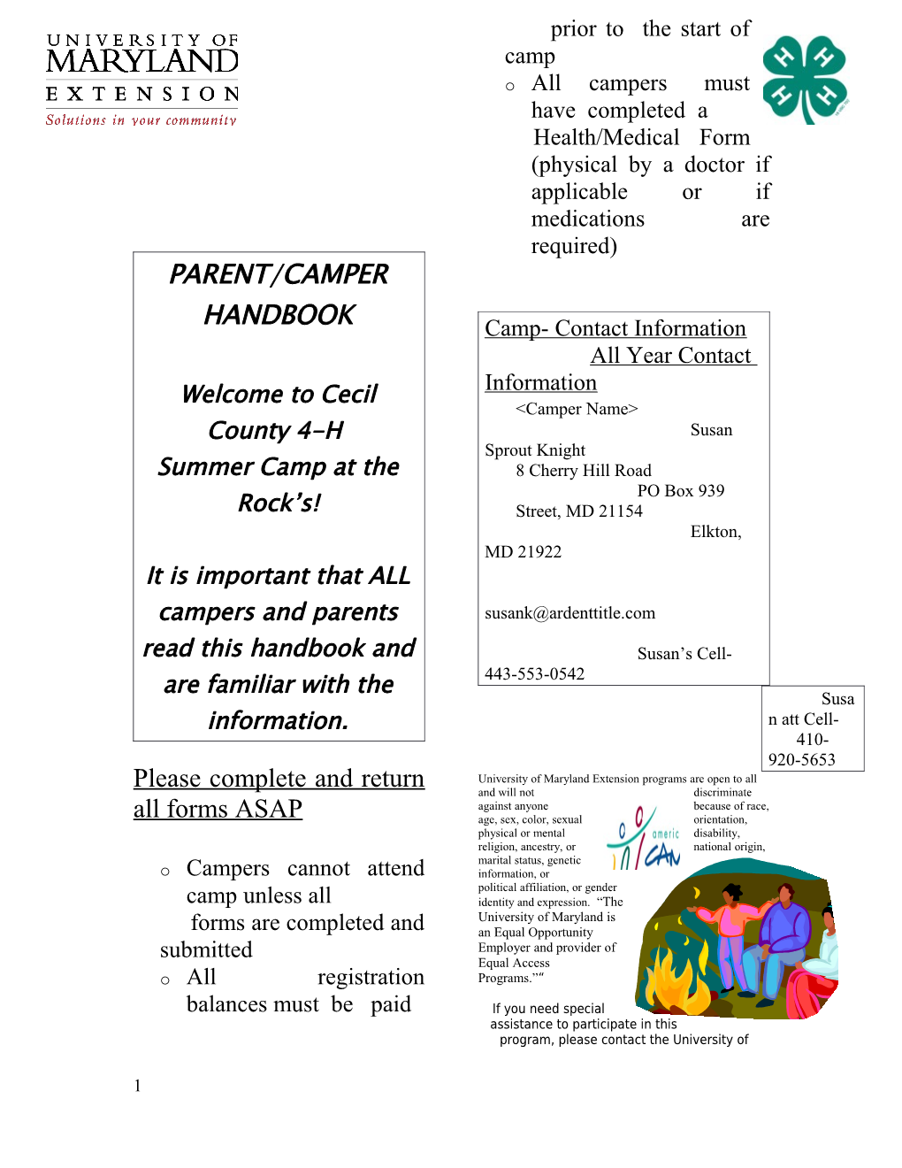 Parent/Camper Handbook
