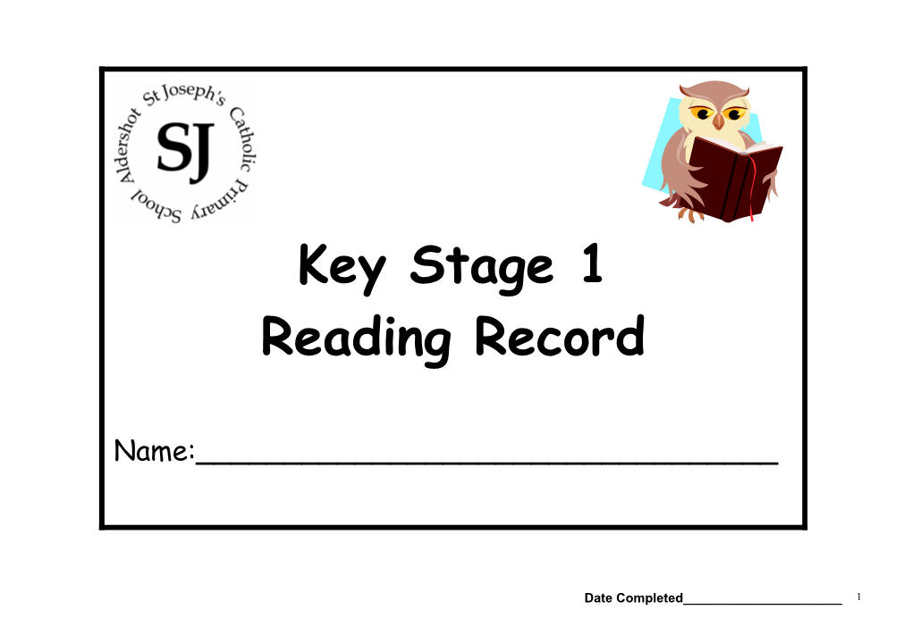 Key Stage One Reading Record