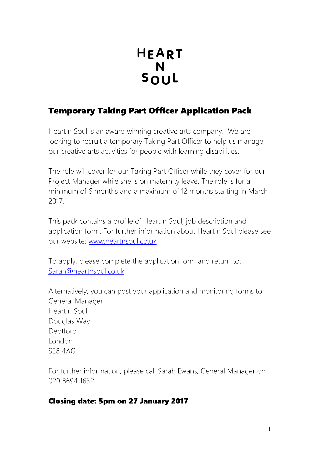Temporary Taking Part Officer Application Pack