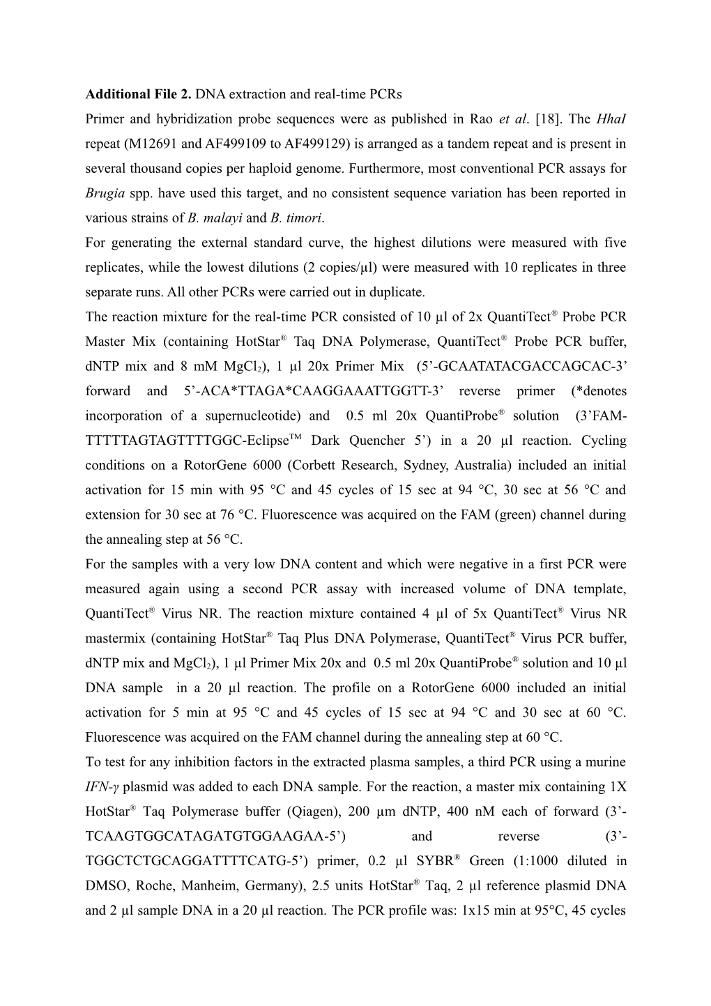 Additional File 2. DNA Extraction and Real-Time Pcrs