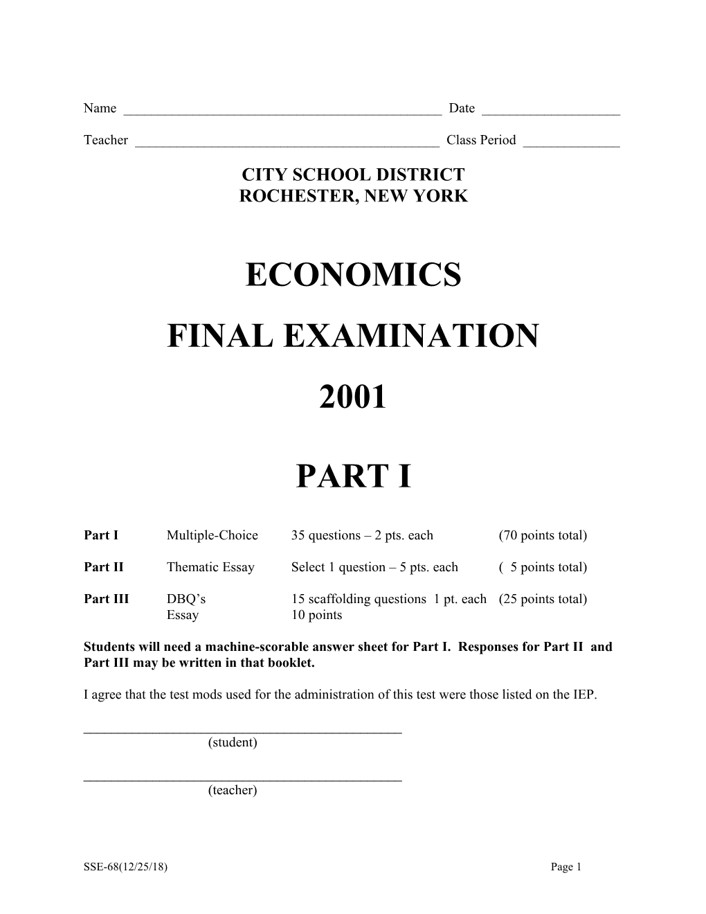 Final Examination January 2001