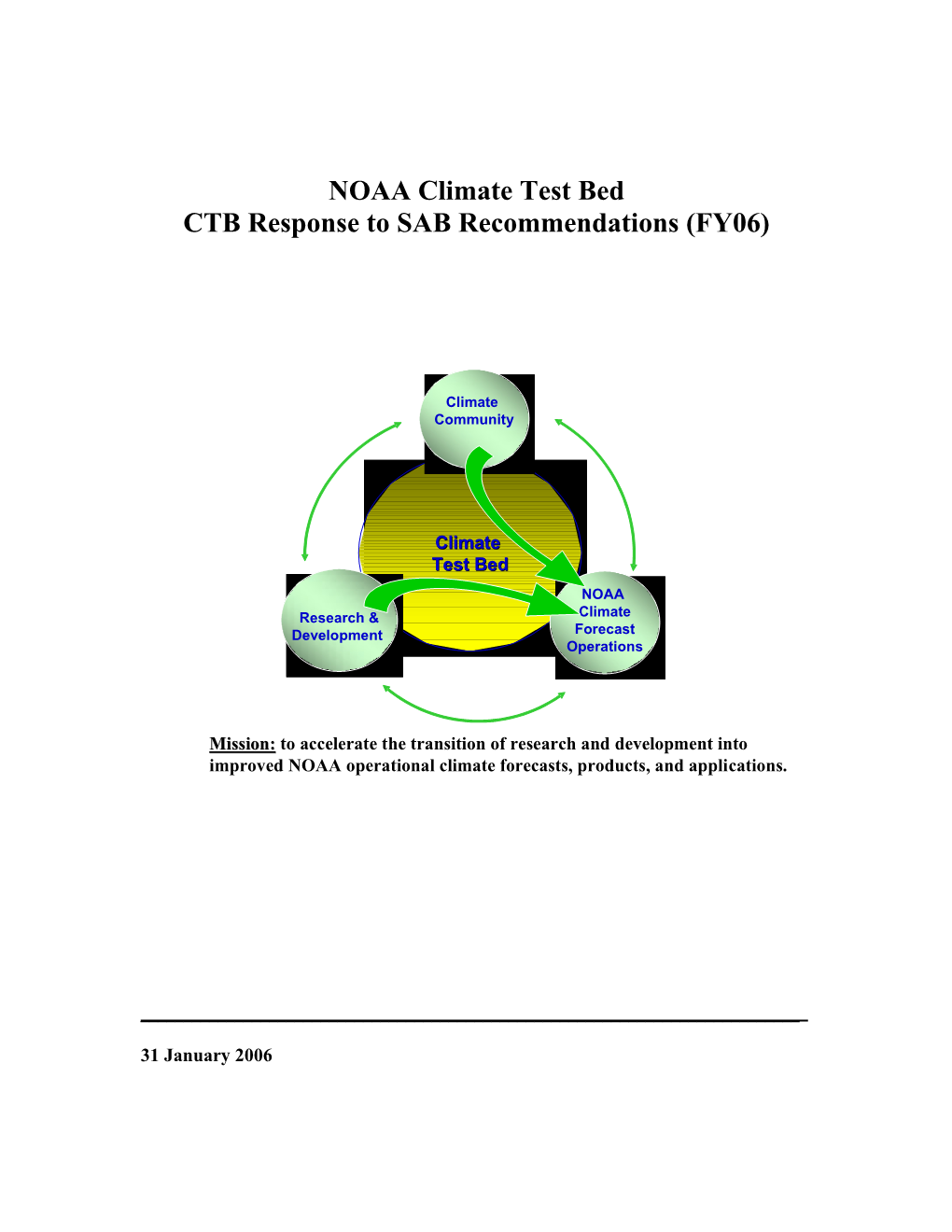 NOAA Climate Test Bed CTB Response to SAB Recommendations(FY06)