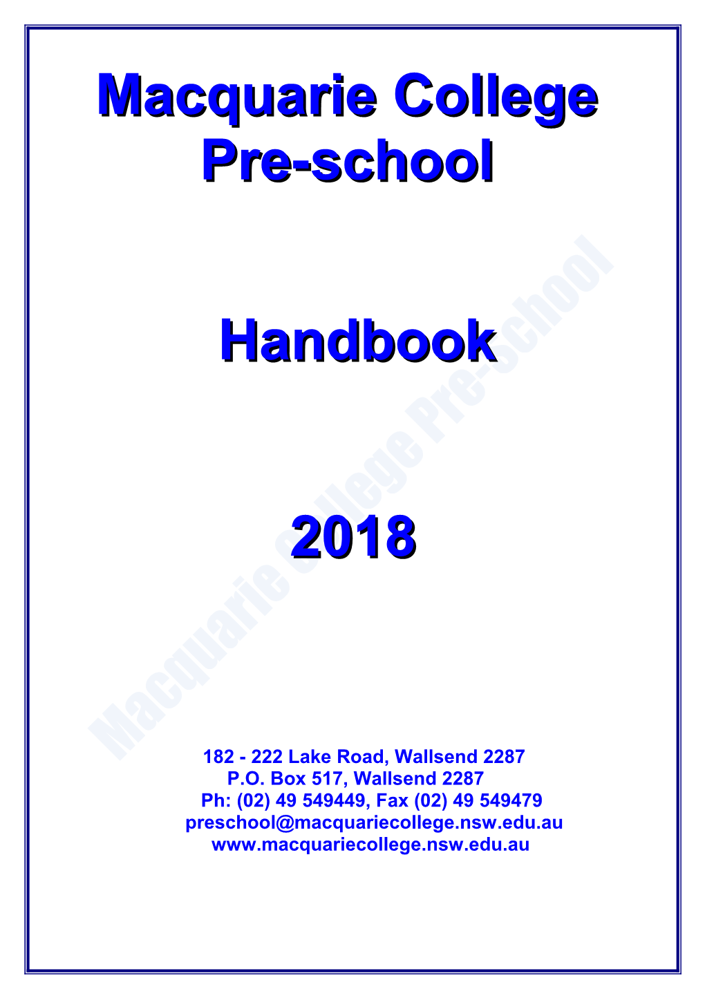 Pre-School Handbook
