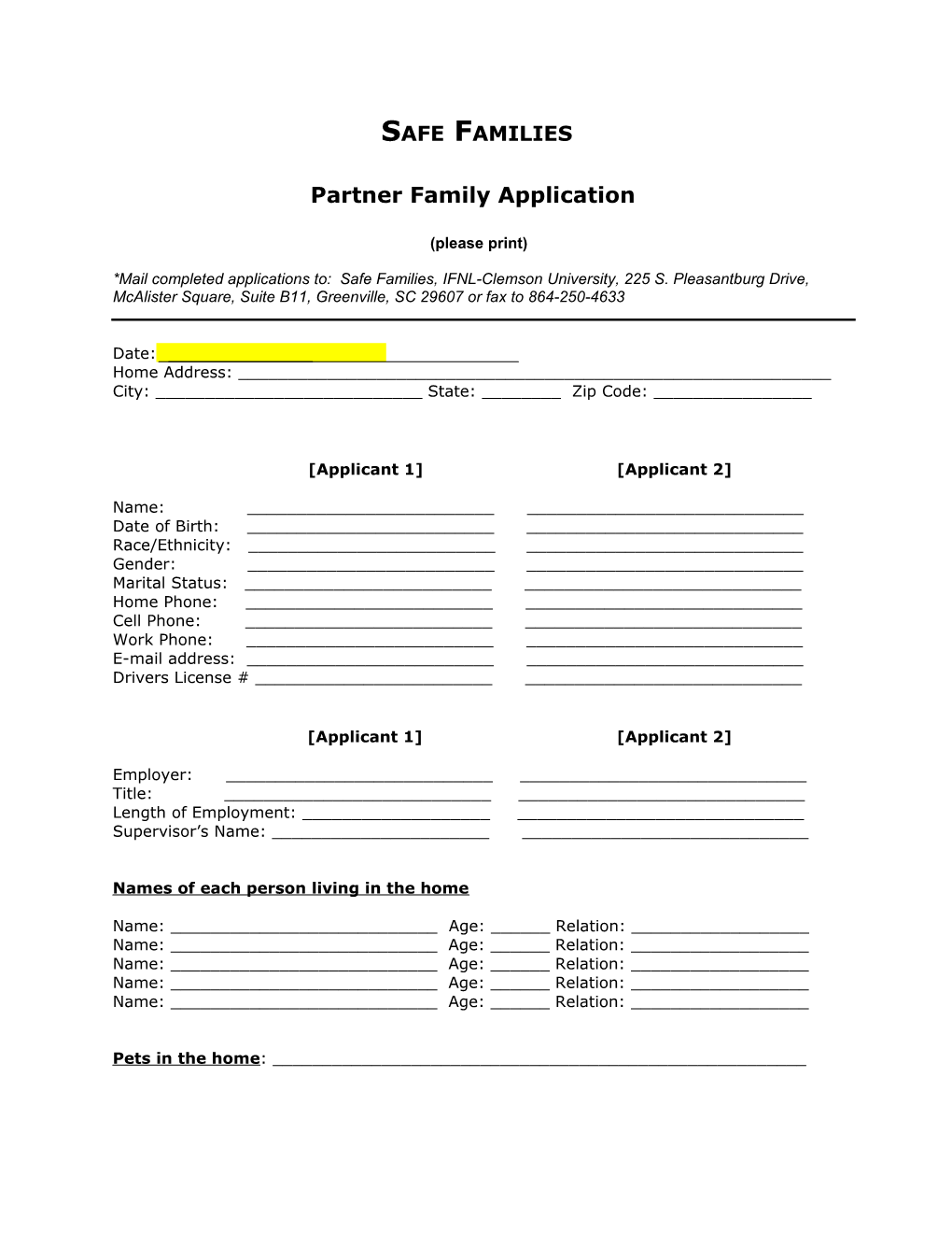Partner Family Application