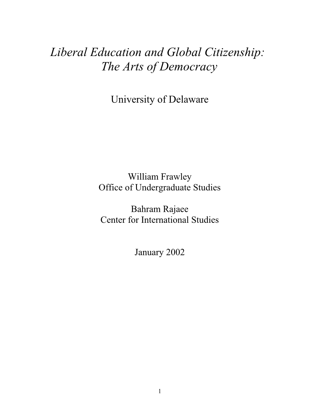Liberal Education and Global Citizenship