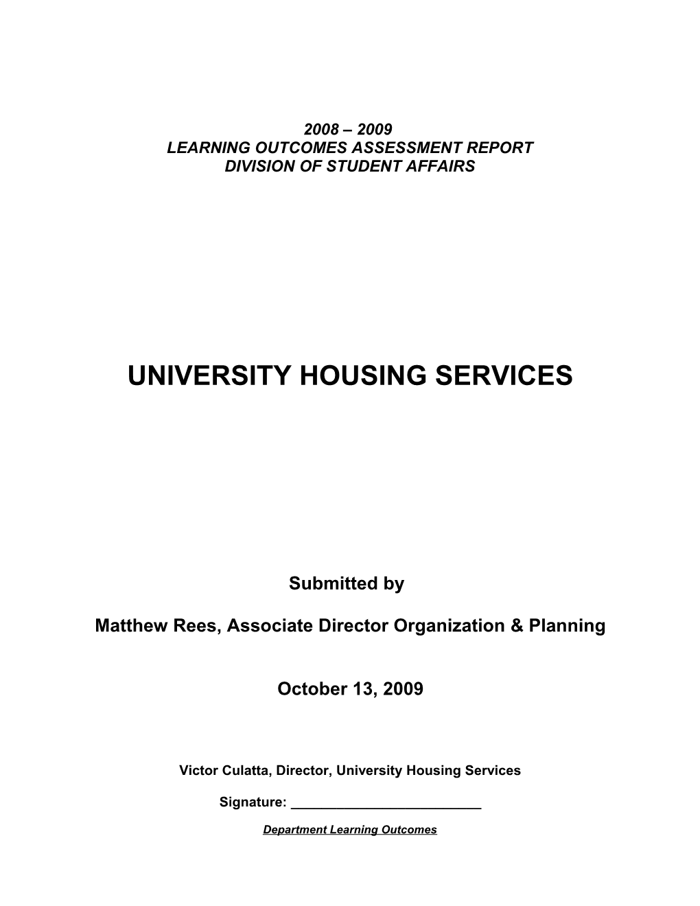 2008 2009 Learning Outcomes Assessment Report