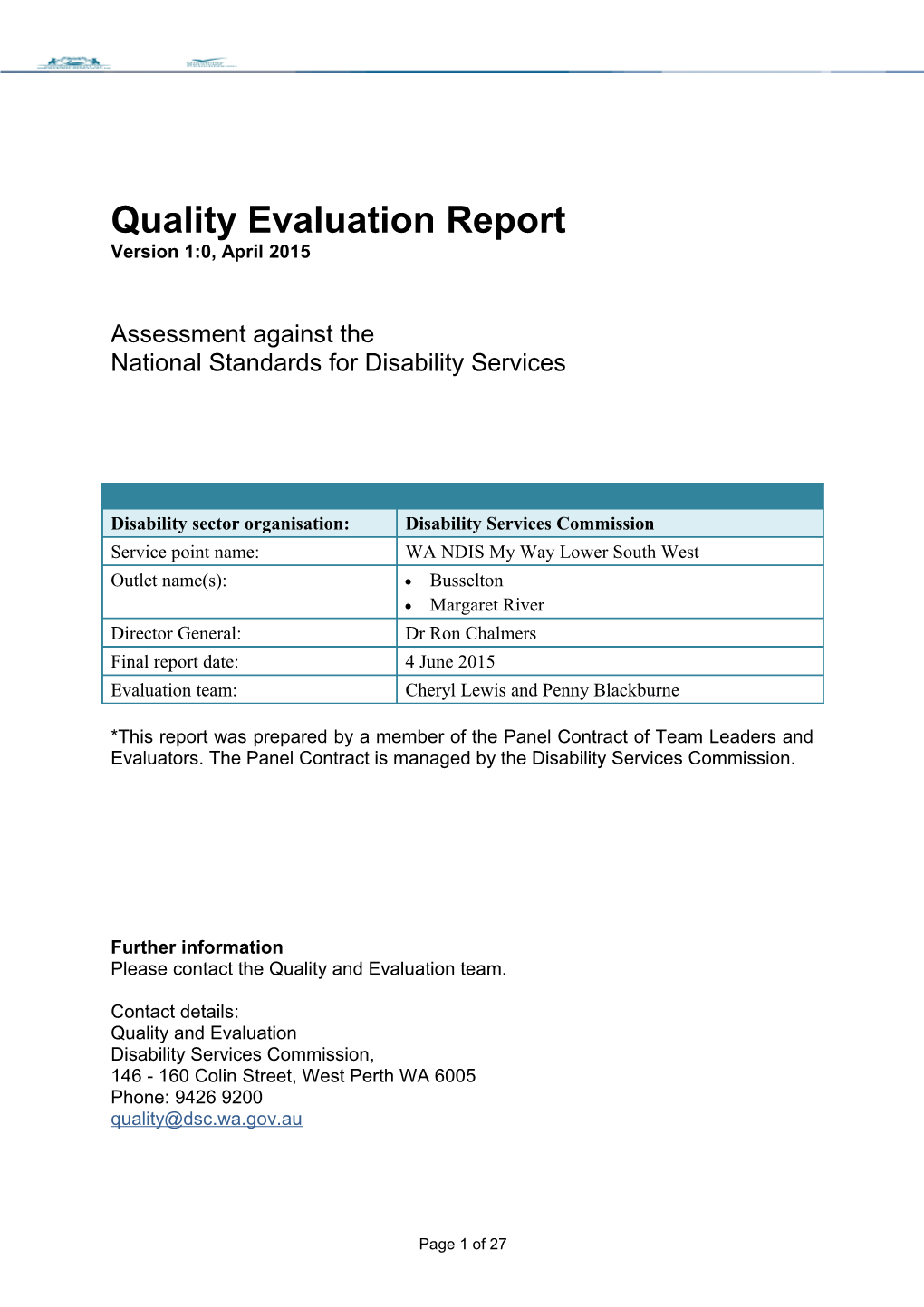 Quality Evaluation Report