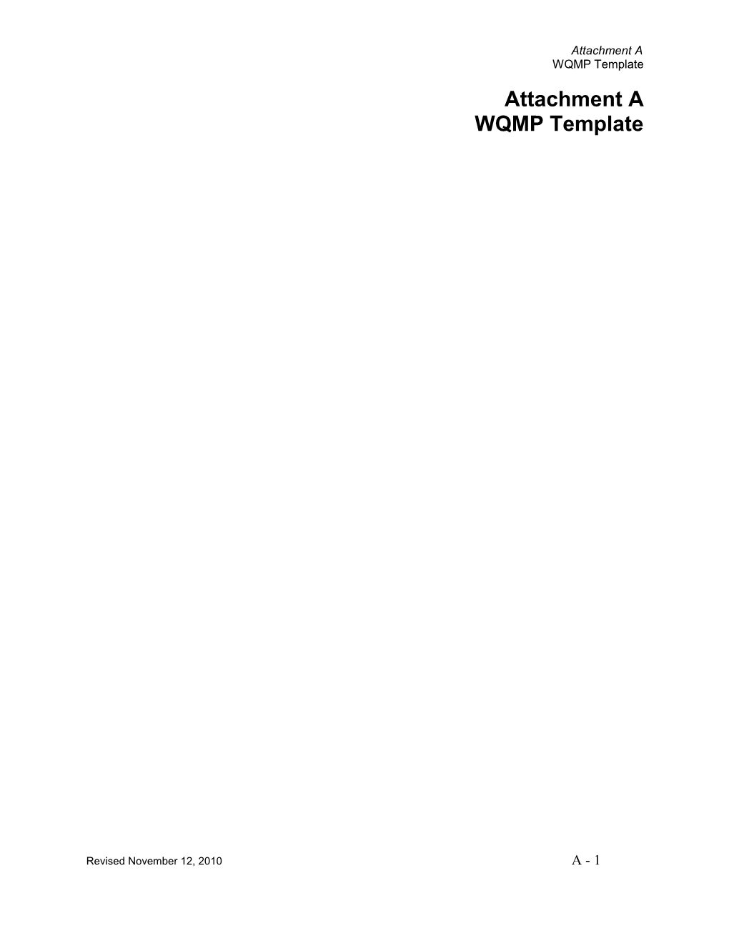 Water Quality Management Plan Template