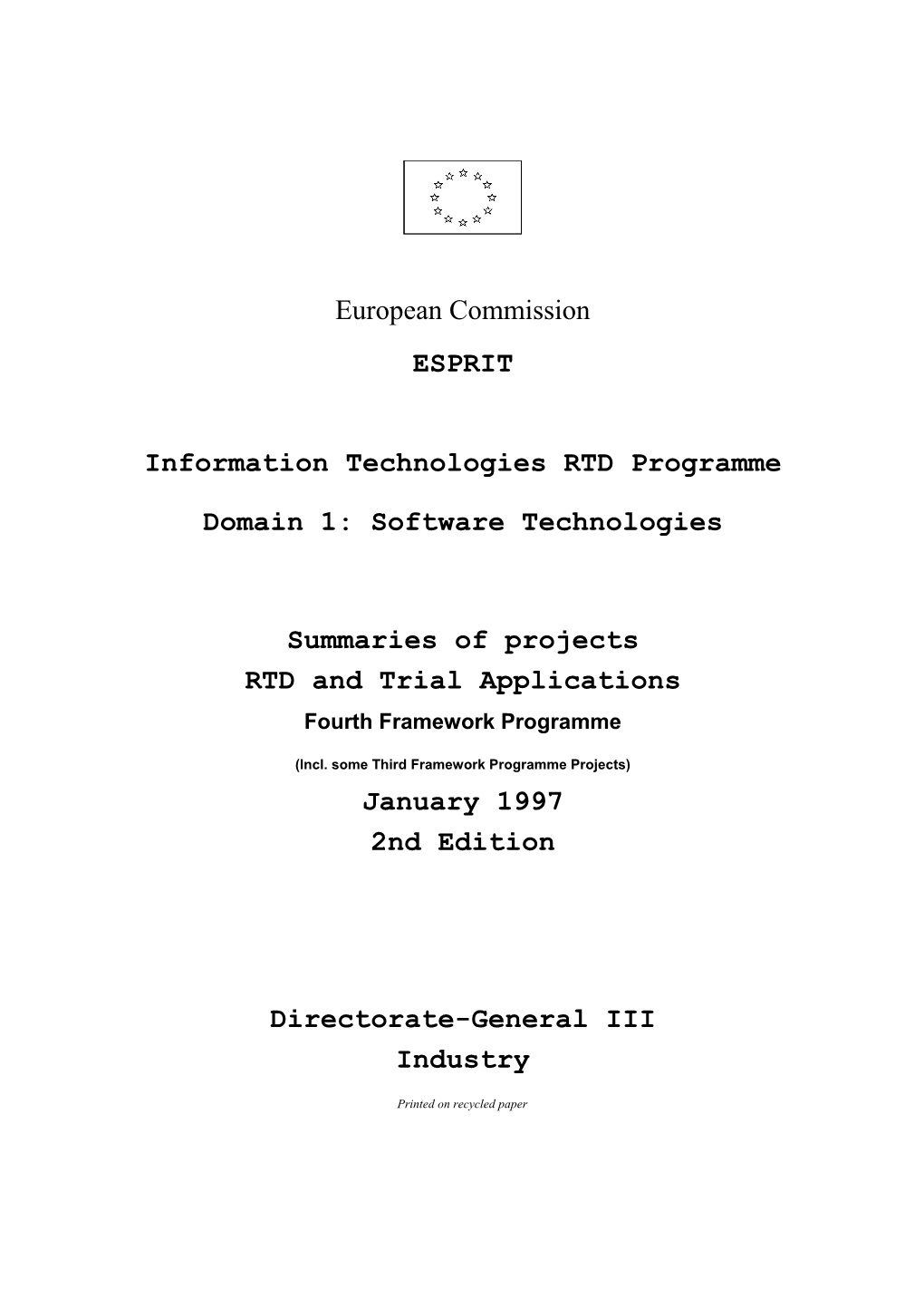 Information Technologies RTD Programme