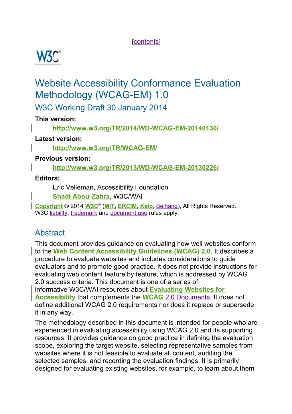 Website Accessibility Conformance Evaluation Methodology (WCAG-EM) 1.0