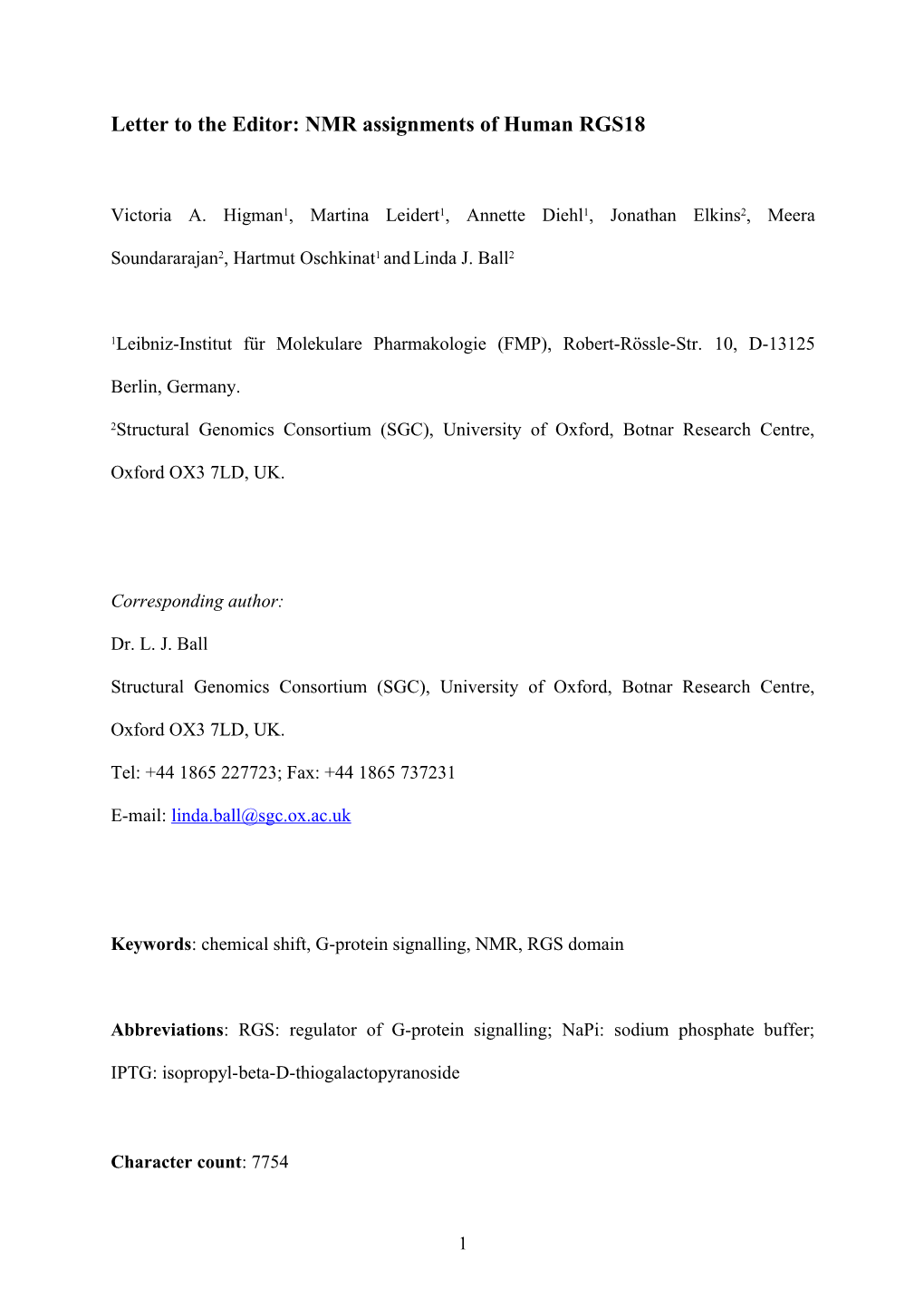 Letter to the Editor: Backbone and Sidechain 1H, 13C and 15N Resonance Assignments of Human