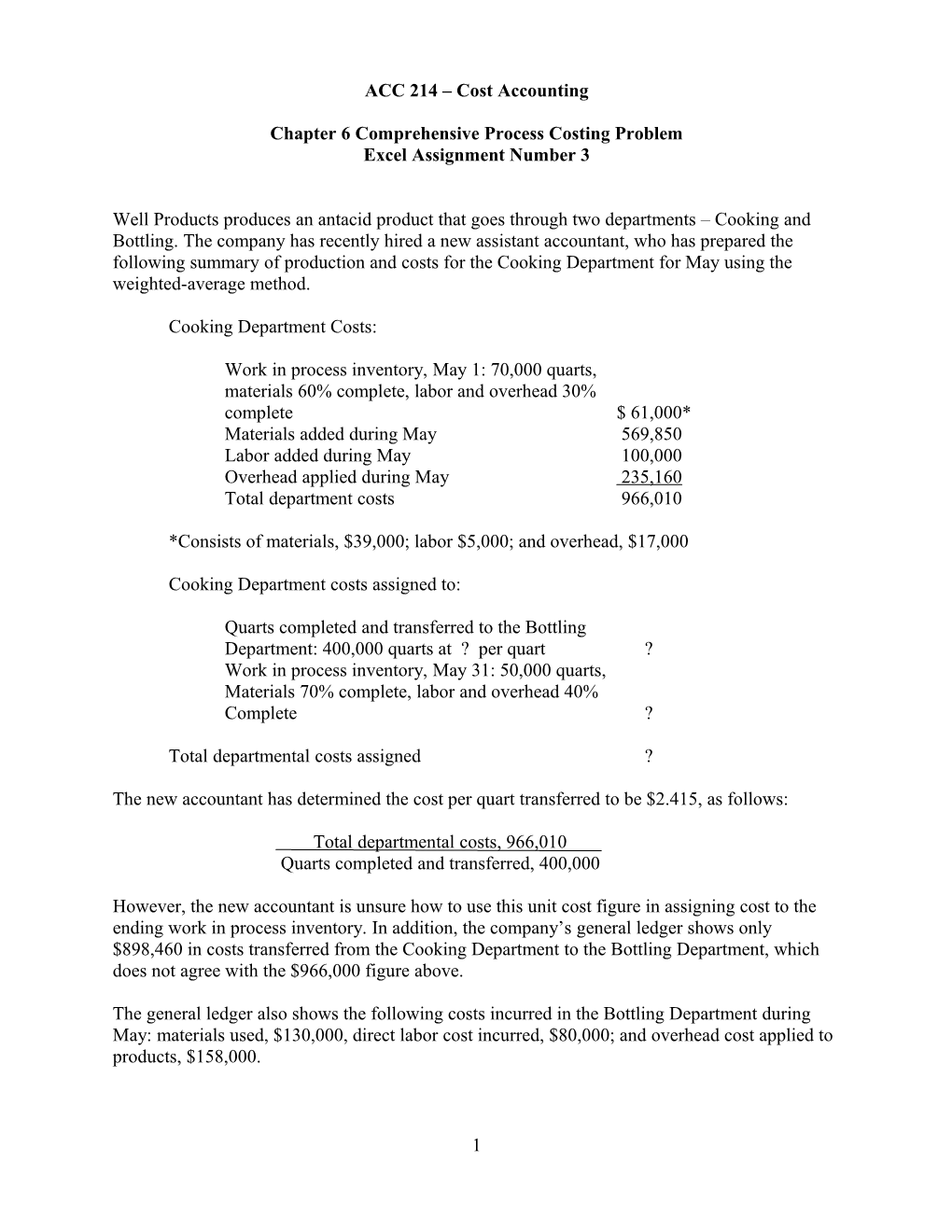 ACC 214 Cost Accounting