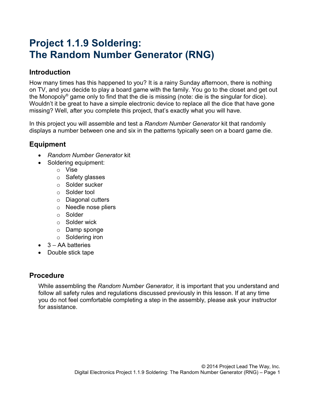 1.1.9.P the Random Number Generator