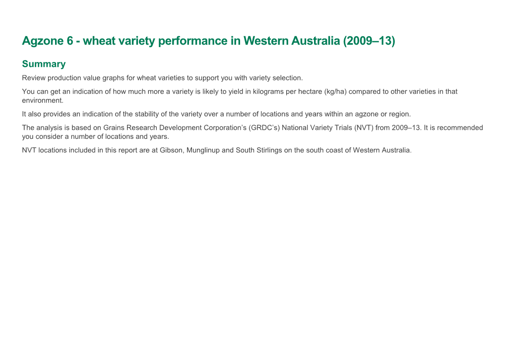 Agzone 6 -Wheat Variety Performance in Western Australia (2009 13)