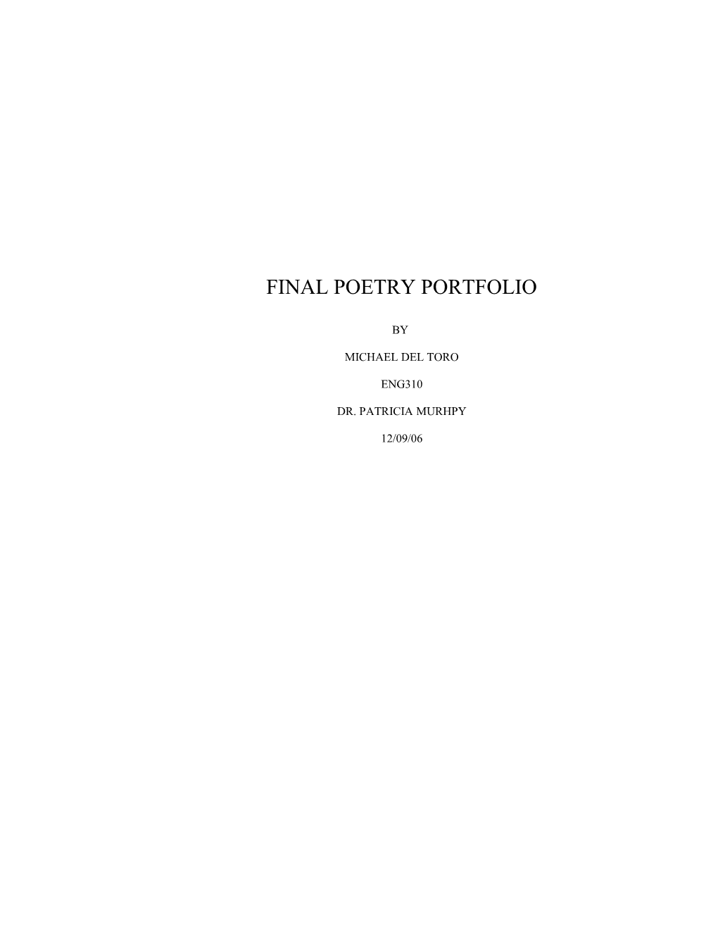 Final Poetry Portfolio