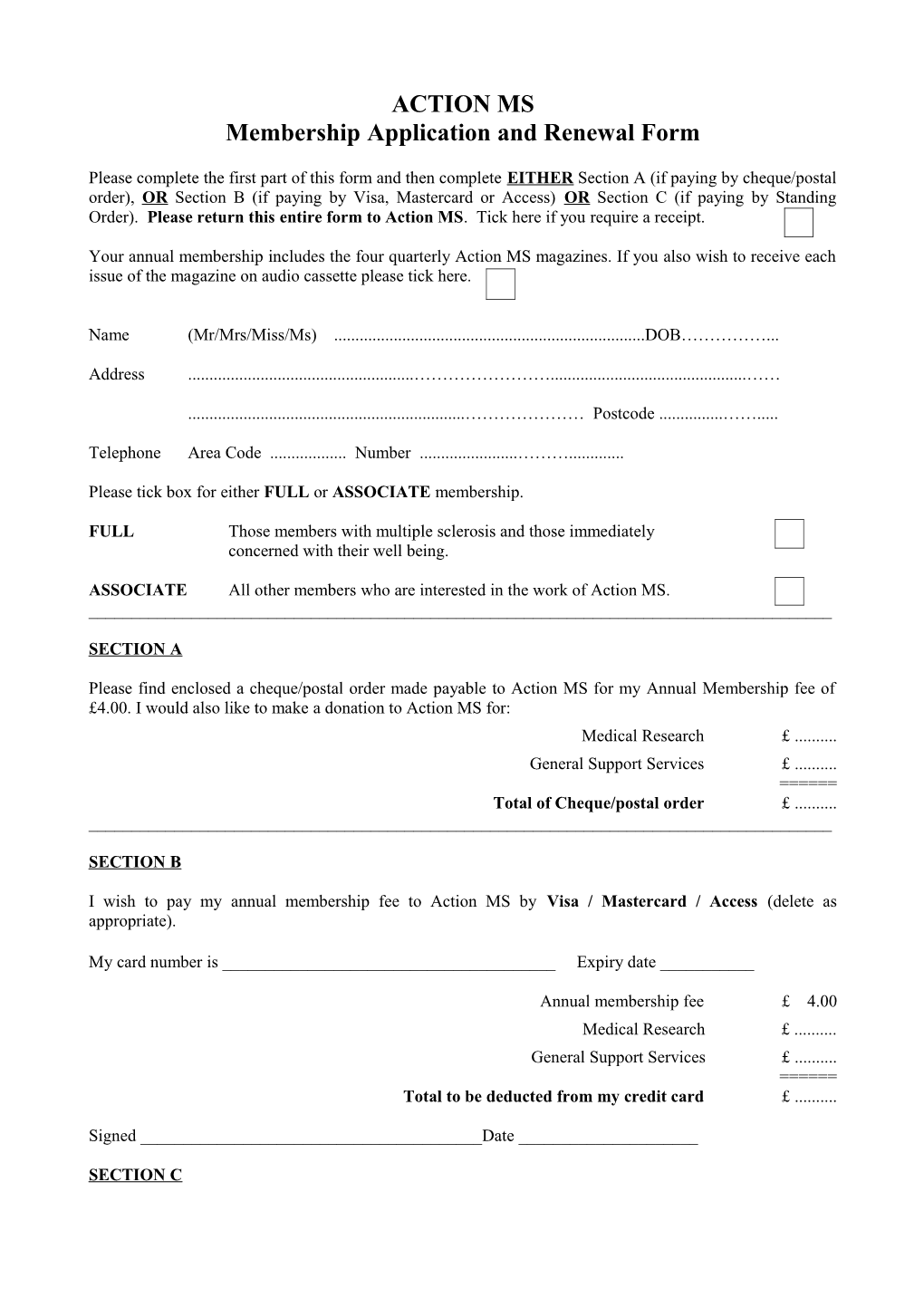 Membership Application and Renewal Form