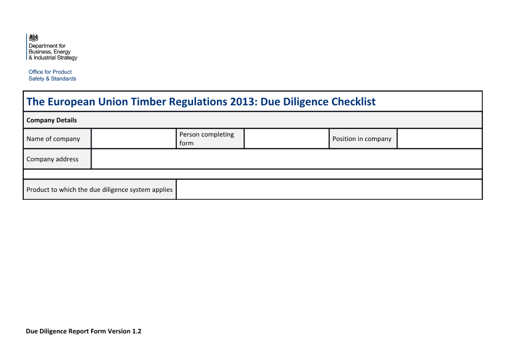 Due Diligence Report Form Version 1.2