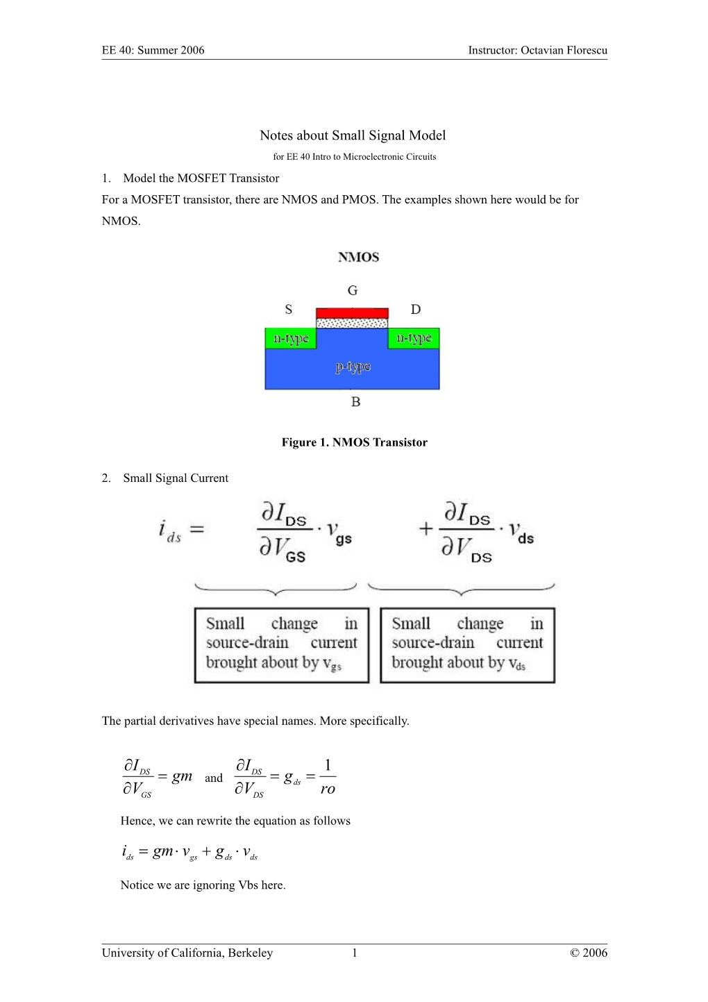 Notes About Small Signal Model