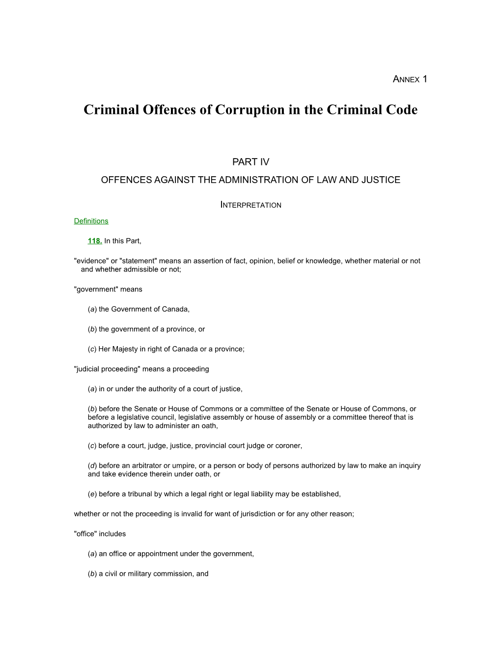 Criminal Offences of Corruption in the Criminal Code