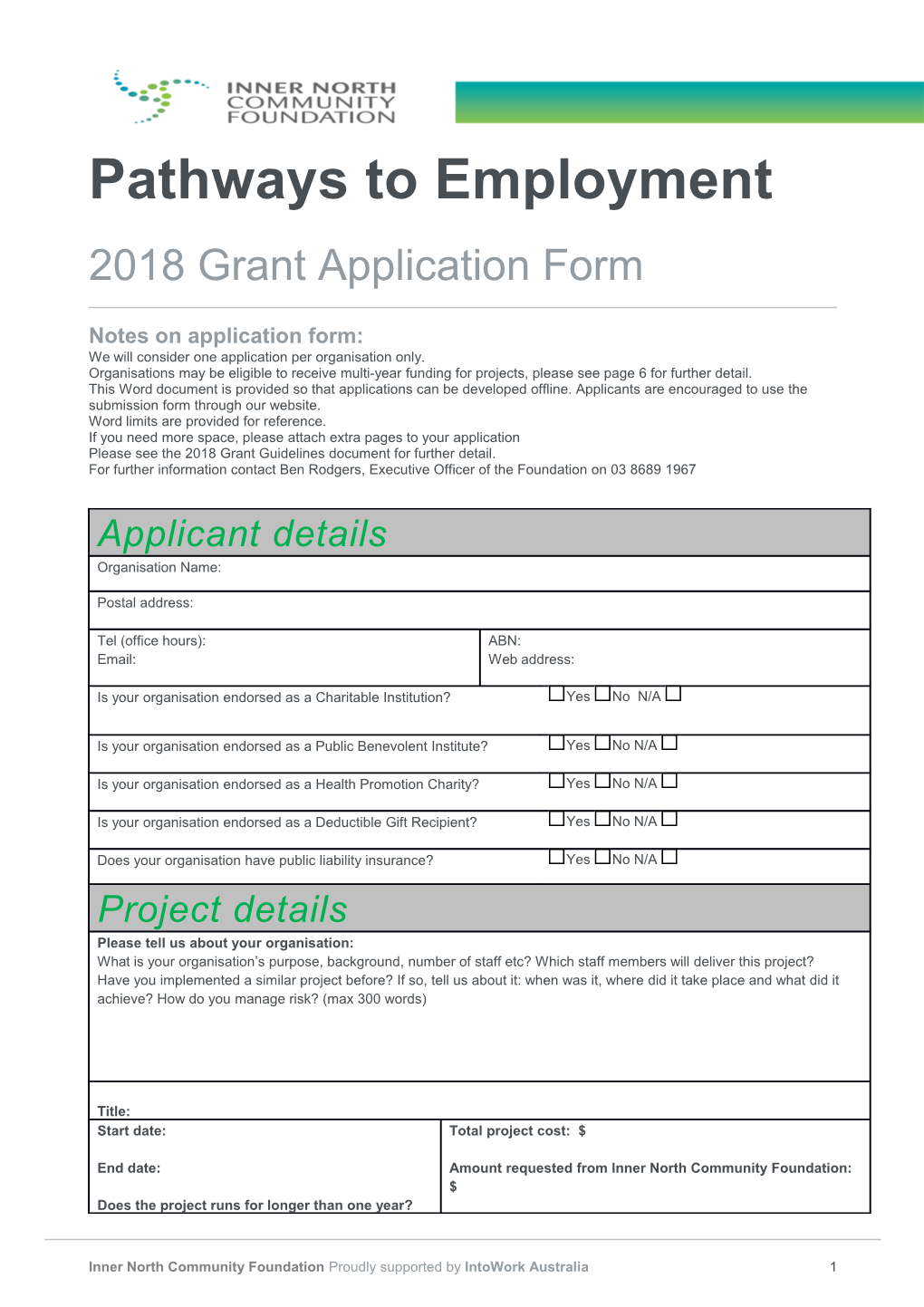 2018Grant Application Form