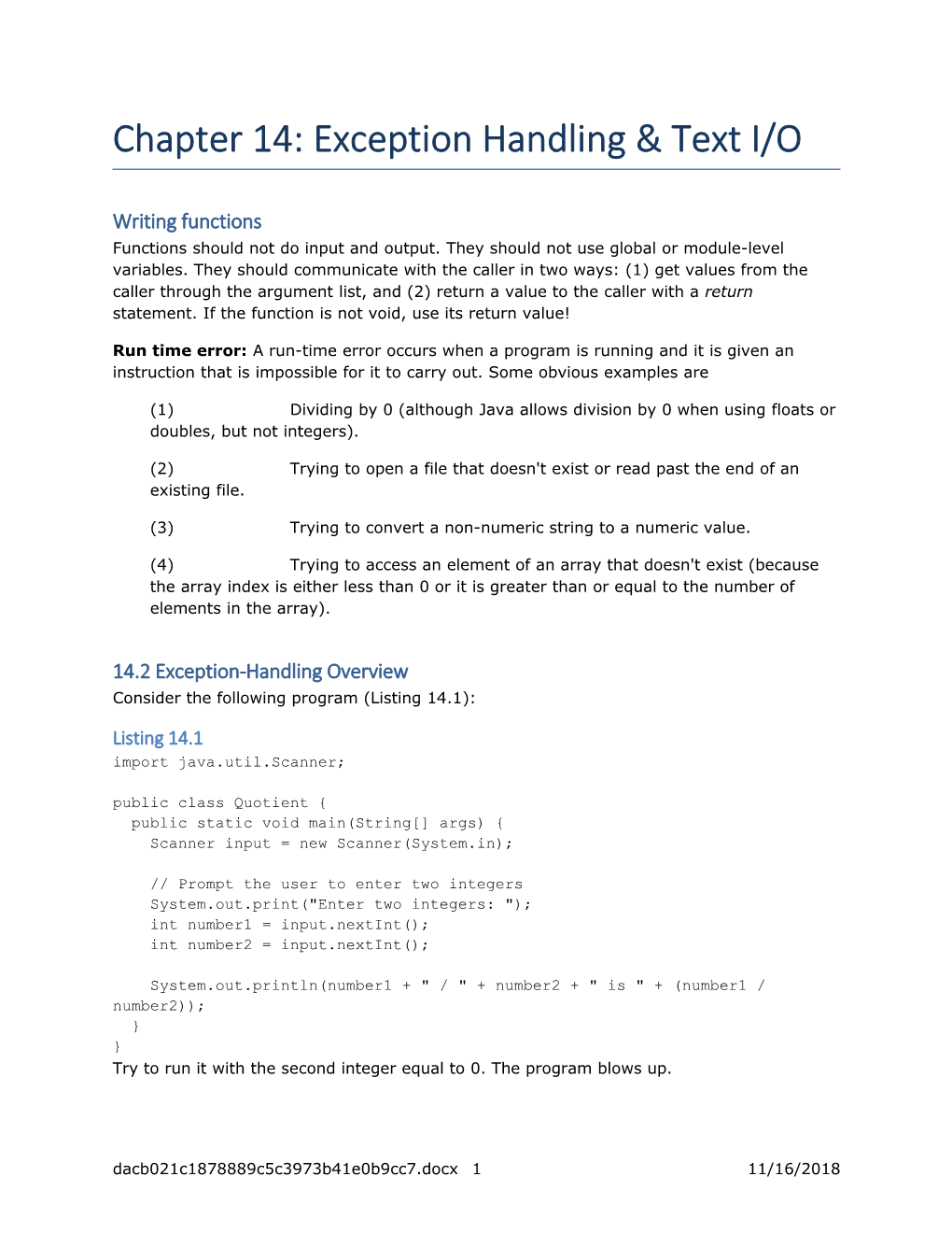 Chapter 14: Exception Handling Text I/O