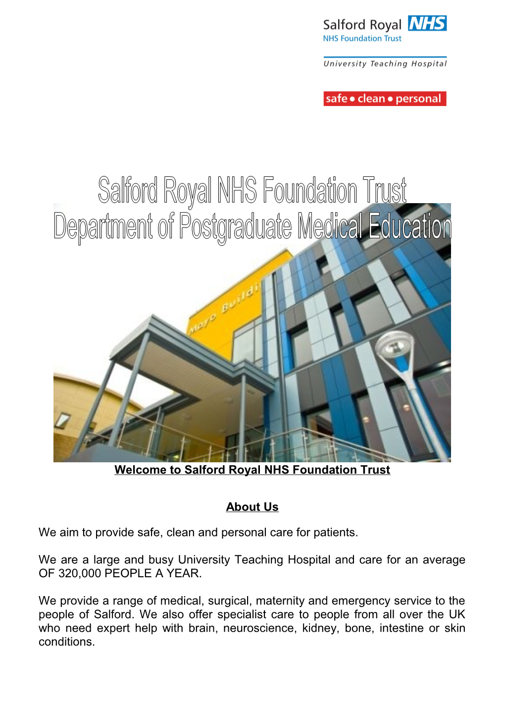 Welcome to Salford Royal NHS Foundation Trust