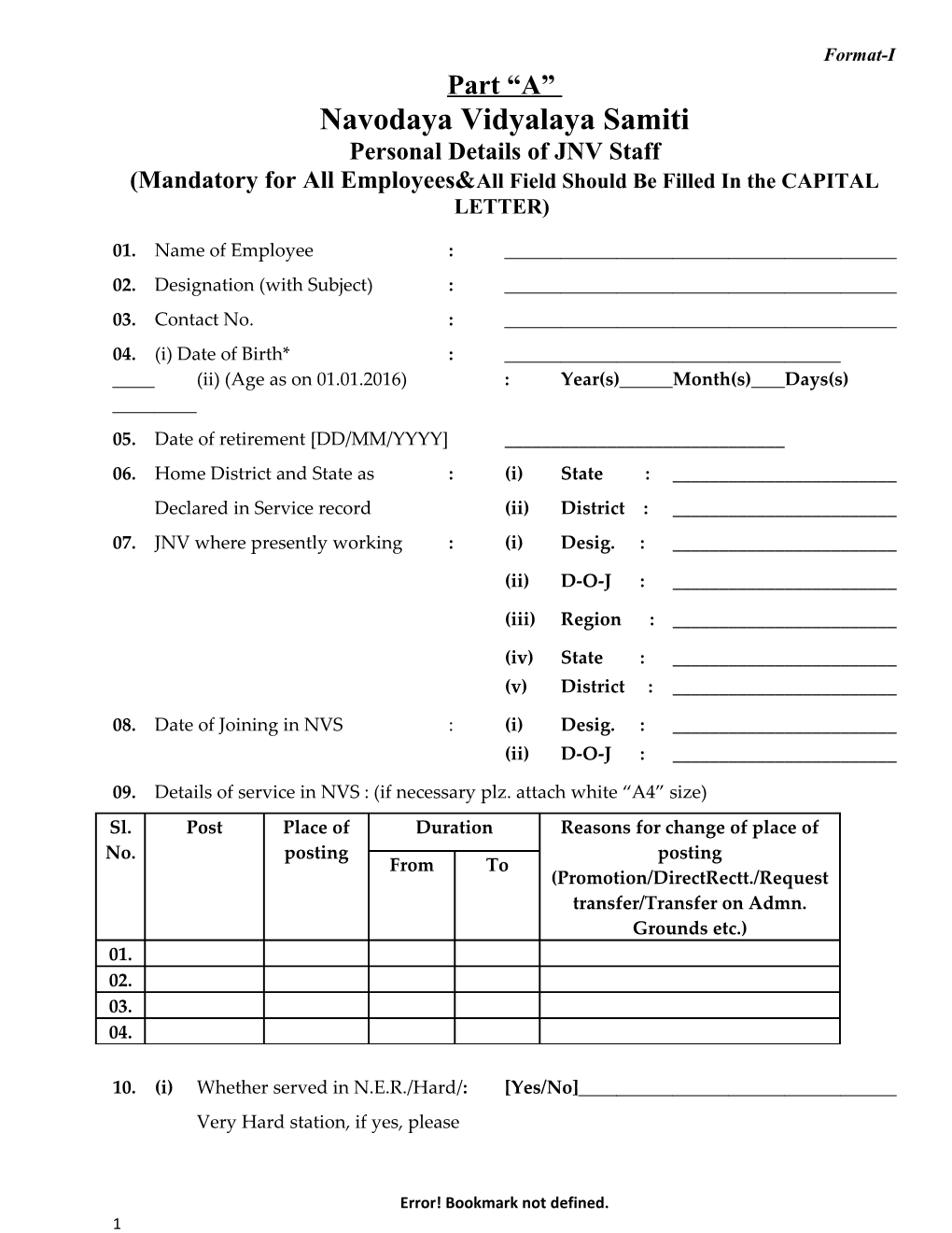 Personal Details of JNV Staff