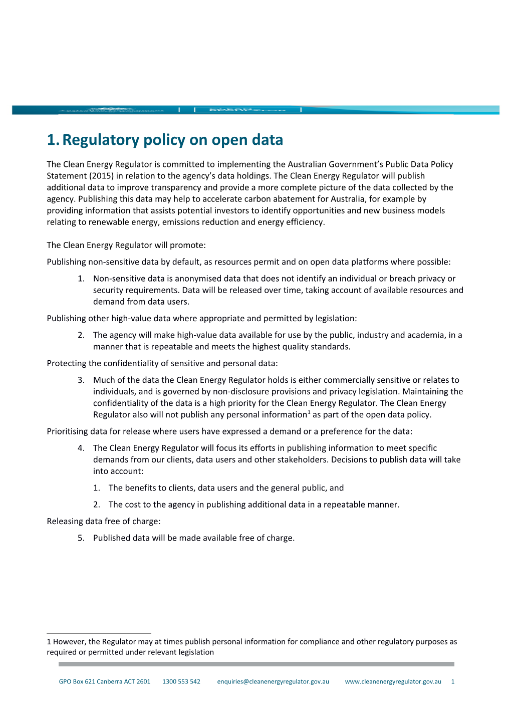 Regulatory Policy on Open Data