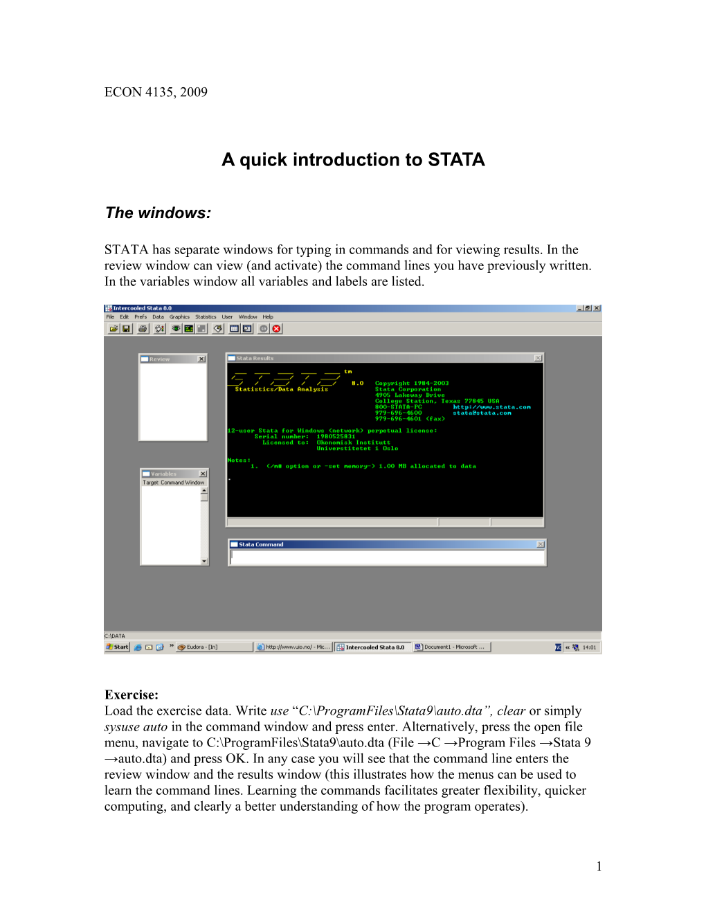A Quick Introduction to STATA