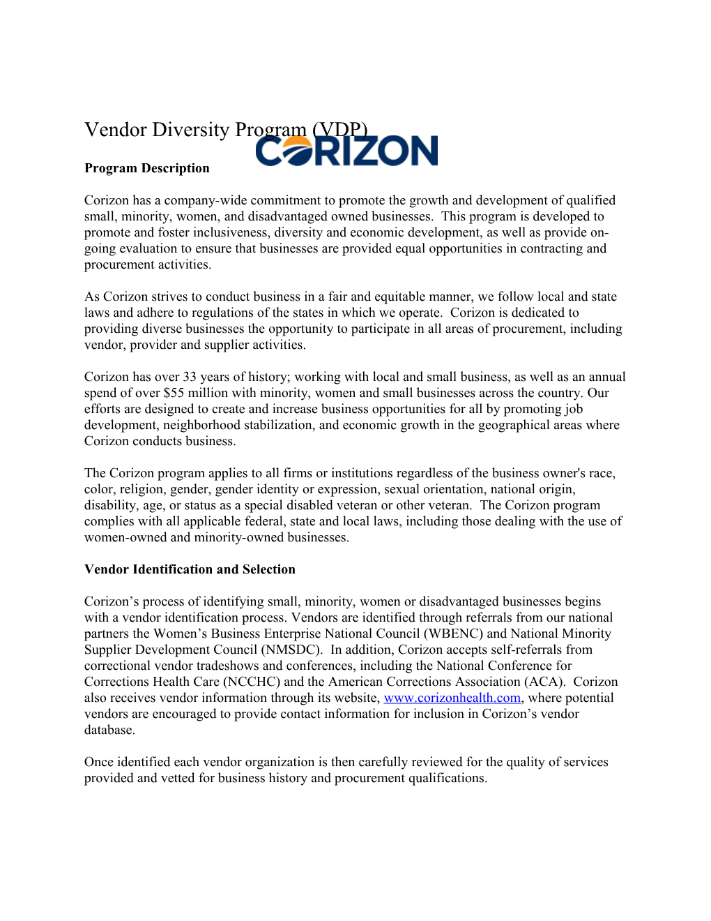 Vendor Diversity Program (VDP)