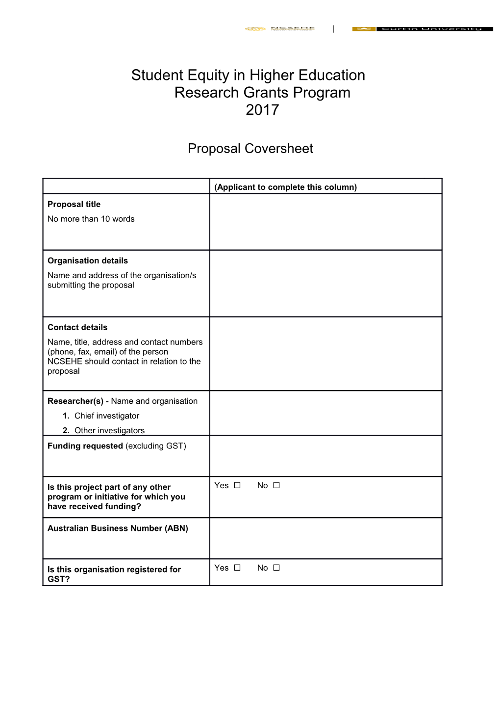 Student Equity in Higher Education Research Grants Program2017