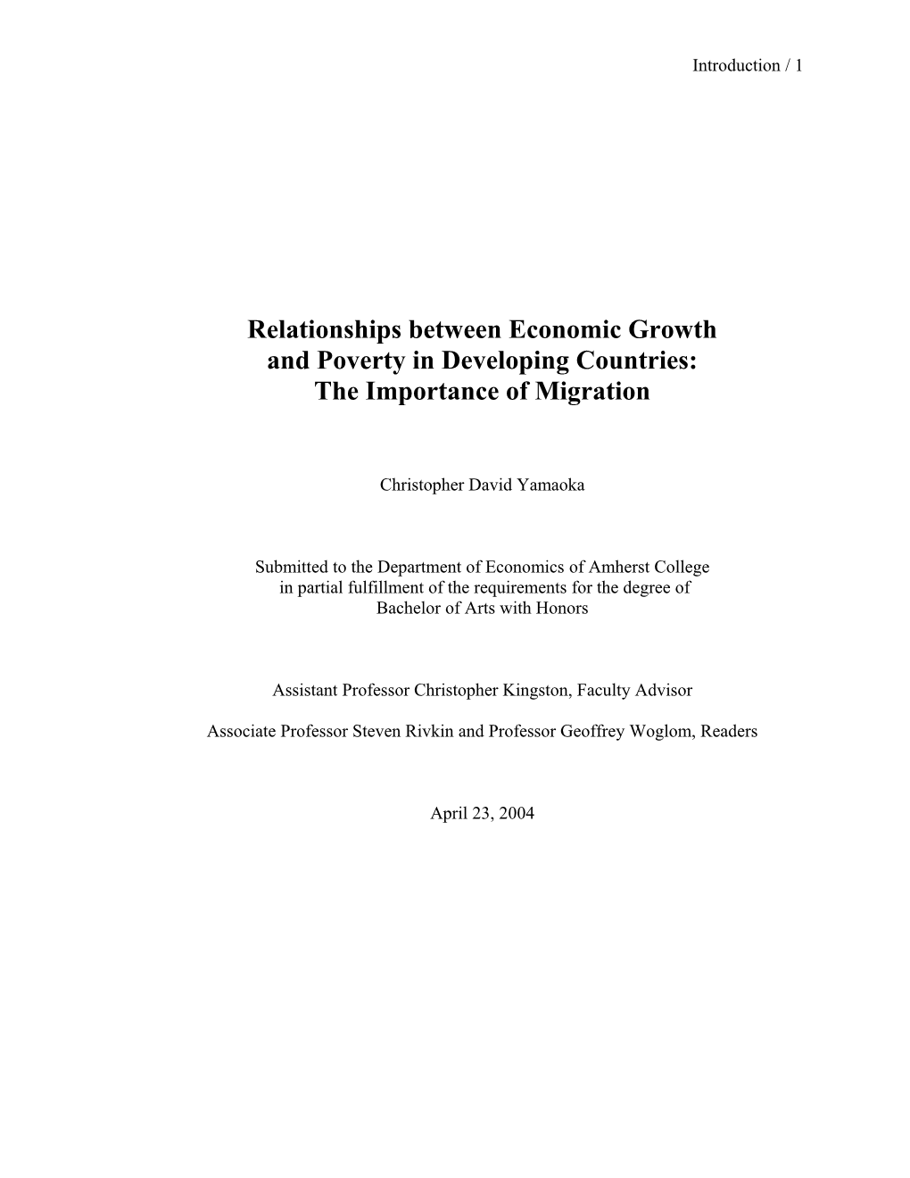 Relationships Between Economic Growth