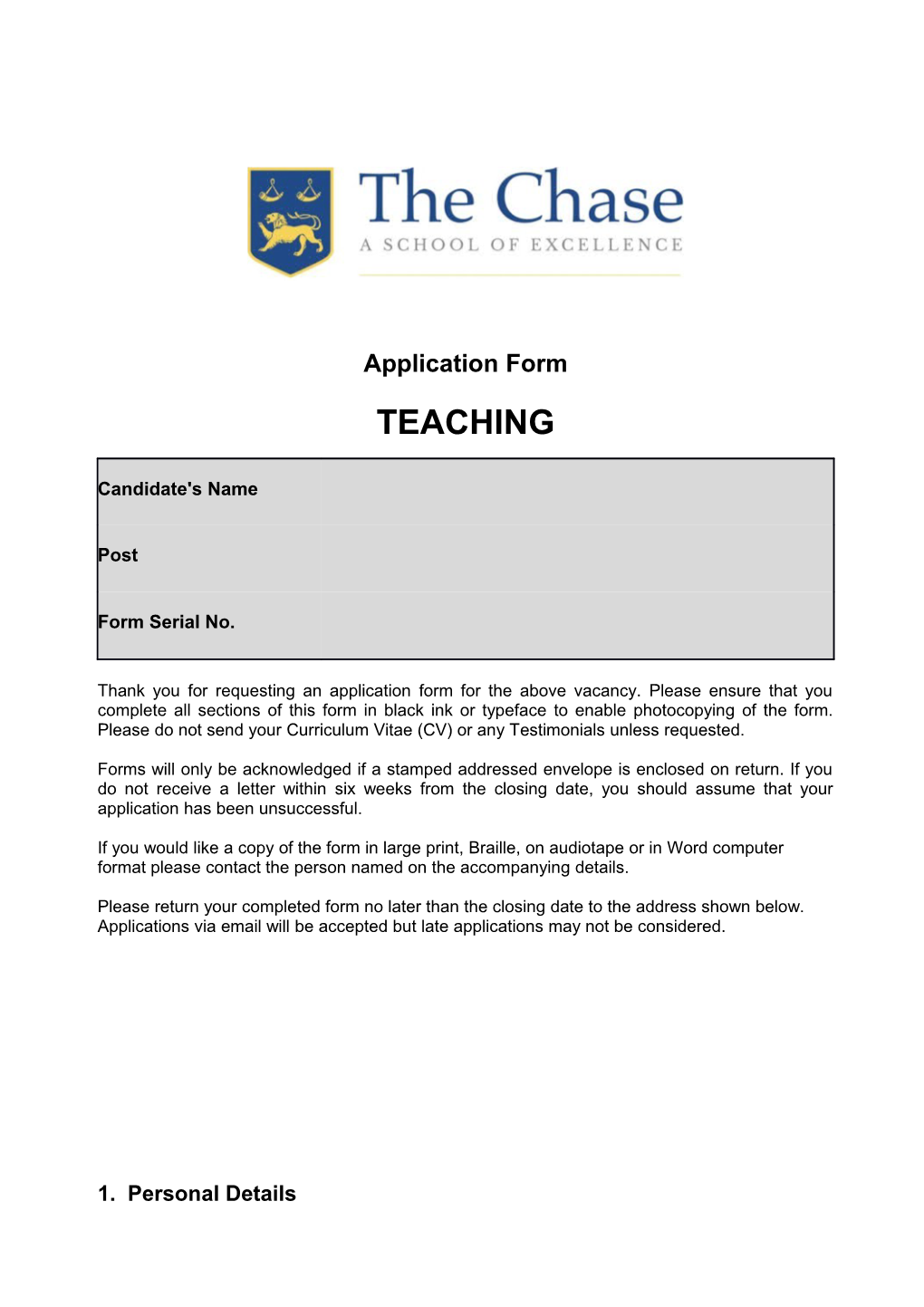 Application Form Teaching - Unprotected - 24 07 13