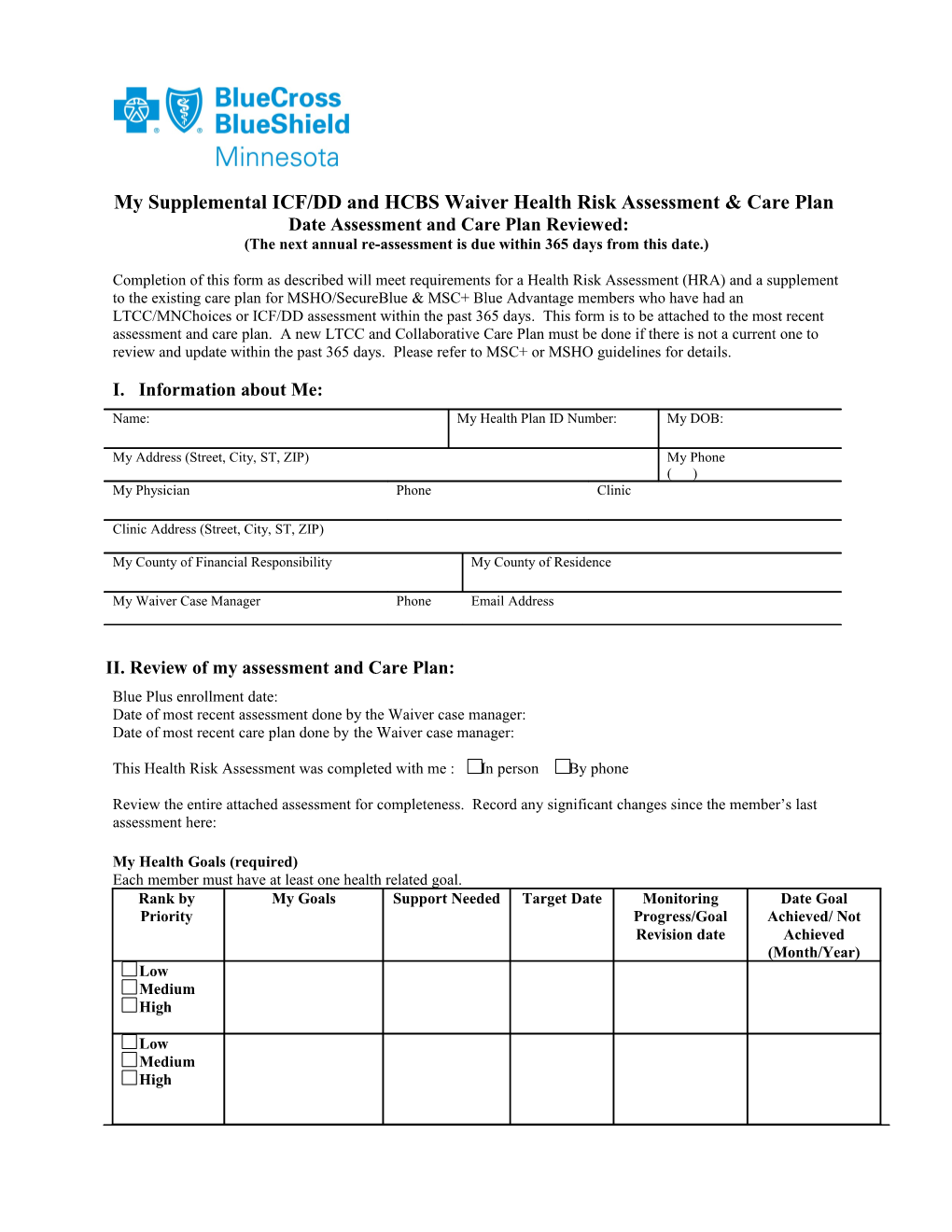 ICF/MR and HCBS Disability Waiver Care Coordination Form